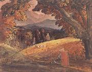 Samuel Palmer Harvesters by Firelight oil painting artist